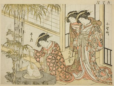 Cortesanas de Maruya, del libro "Espejo de mujeres hermosas de los barrios de placer," vol. 2 de Kitao Shigemasa