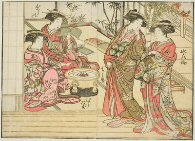Cortesanas de Otawaraya, del libro "Espejo de mujeres hermosas de los barrios de placer," vol. 2 de Kitao Shigemasa