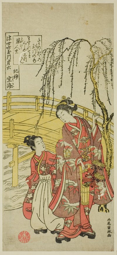 No. 6: Río Tama de Koyasan en la Provincia de Kii, de la serie "Seis Ríos de Joyas del Mundo Flotante (Ukiyo Mu Tamagawa)" de Kitao Shigemasa