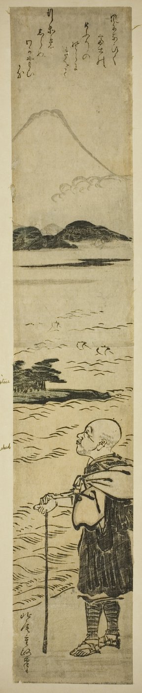 El Sacerdote Saigyo Contemplando el Monte Fuji de Kitao Shigemasa