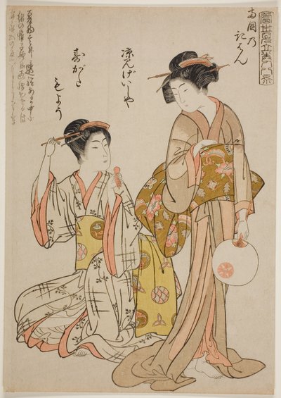 Velas de regreso en el río Ryogoku (Ryogoku no kihan), de la serie "Ocho parodias de bellezas contemporáneas (Tosei mitate bijin hakkei)" de Kitao Shigemasa