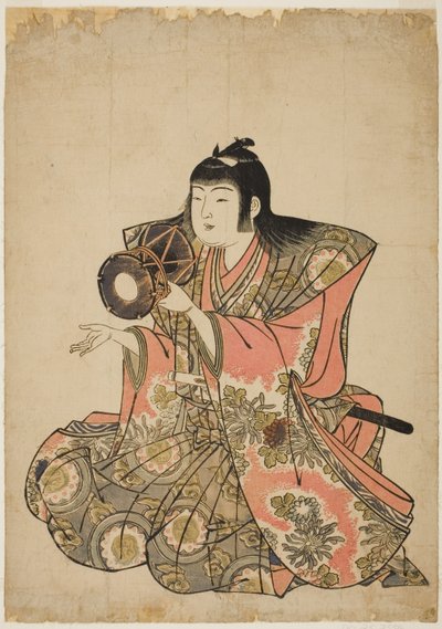 El jugador de tambor de mano, de una serie sin título de cinco músicos de Kitao Shigemasa