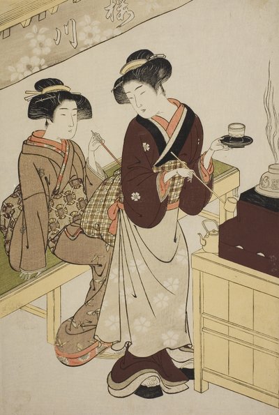 La Casa de Té Sakuragawa, c.1777 de Kitao Shigemasa