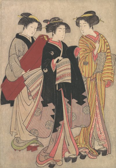 Dos geishas caminando, 1739-1820 de Kitao Shigemasa