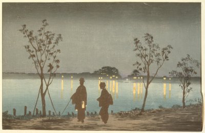 Noche en el río Sumida de Kiyochika Kobayashi
