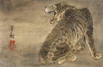 Tigre y relámpago de Kiyochika Kobayashi