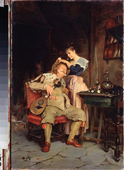 No hay tonto como un viejo tonto - Pintura de Klavdi Petrovich Stepanov (1854-1910), óleo sobre lienzo de Klavdi Petrovich Stepanov