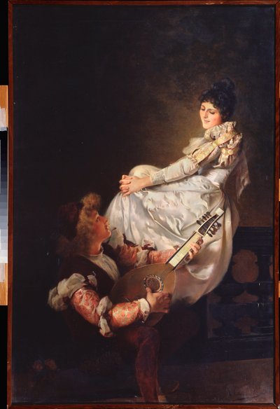 Una canción de amor (Una canción de amor) - Pintura de Klavdi Stepanovich Stepanov (1854-1910), óleo sobre lienzo de Klavdi Petrovich Stepanov