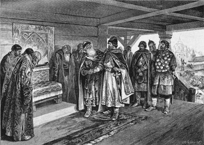 Iziaslav II Mstislavich y Viacheslav I Vladimirovich, 1890 de Klavdiy Vasilievich Lebedev