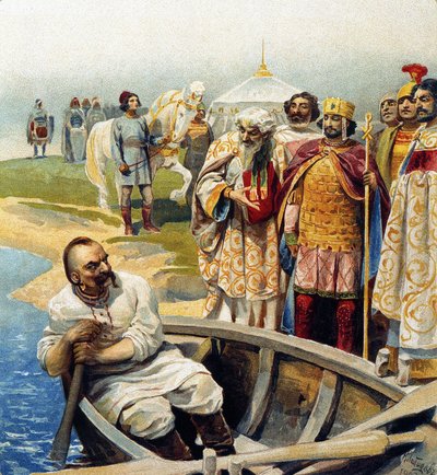 Encuentro de Svyatoslav I con el Emperador Juan Tzimiskes de Klavdiy Vasilievich Lebedev