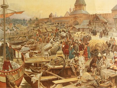 Puerto de Novgorod, 1907 de Klavdiy Vasilievich Lebedev