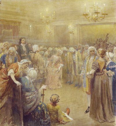 La asamblea en tiempos de Pedro I de Klavdiy Vasilievich Lebedev