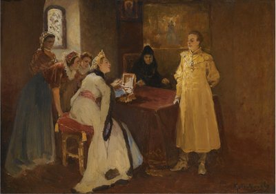 Xenia Godunova y el falso Dmitry de Klavdiy Vasilievich Lebedev