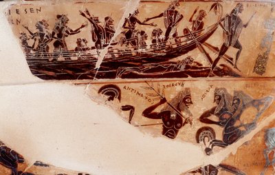 Desembarco de Teseo en Delos, (detalle) del cuello frente al registro superior B - 