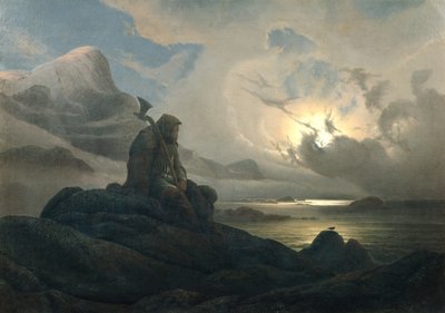 Paisaje costero con persona de Knud Andreassen Baade