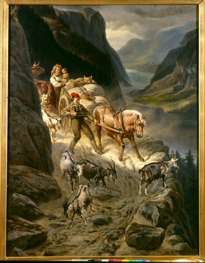 Bajando de la montaña (óleo sobre lienzo) de Knud Bergslien