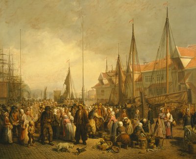 Mercado de pescado en Bergen de Knud Bergslien