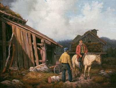Hombre a caballo (óleo sobre lienzo) de Knud Bergslien