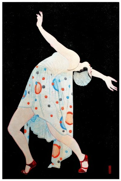 Chica moderna Art Deco bailando de Kobayakawa Kiyoshi