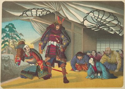 (Guerrero partiendo para una batalla) de Kobayashi Kiyochika