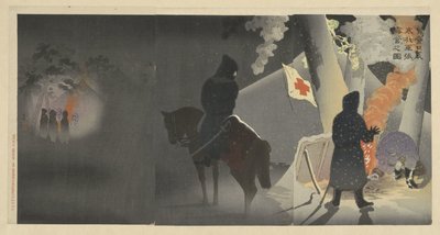 En la escuela, es el sonido perfecto, Loepen, Japón. Violar la entrada de un niño y la imagen de la primavera del campamento del ejército de Kazuga (Tono de sangre Obje CT) de Kobayashi Kiyochika