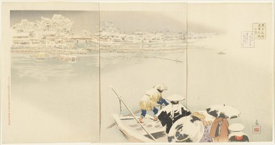 Febrero: Colina Matsuchiyanma al Anochecer en la Nieve, marzo de 1896 de Kobayashi Kiyochika
