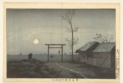 El santuario de Taro Inari en los campos de arroz de Asakusa Asakusa tanbo Taro Inari (título sobre objeto) de Kobayashi Kiyochika