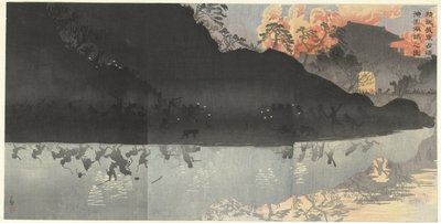 Nuestras tropas de élite ocupan las islas Penghu frente a Taiwán Seiei naru wagagun Taiwán Bokoto o senryo suru no zu (título sobre el objeto) de Kobayashi Kiyochika