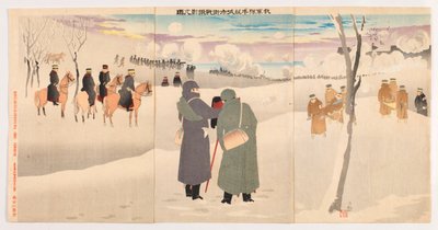 Fotografiando a nuestras tropas luchando en las calles de la fortaleza de Niuzhuang de Kobayashi Kiyochika