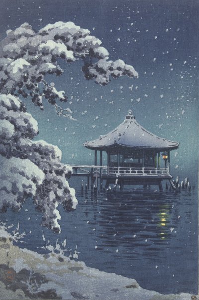 Pabellón flotante de Katada en la nieve de Koitsu Tsuchiya