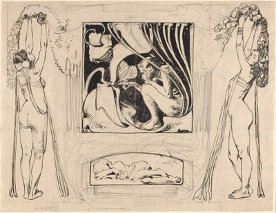 Alegoría del verano, en o después de 1896 (dibujo a pluma y tinta) de Koloman Moser
