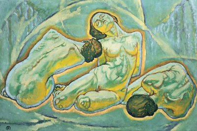 Drei kauernde Frauen - Tres mujeres agachadas ... (pintura sobre lienzo) de Koloman Moser
