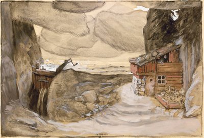 Diseño de Escenario para la Ópera Der Bergsee de Julius Bittner, 1910-1911 de Koloman Moser