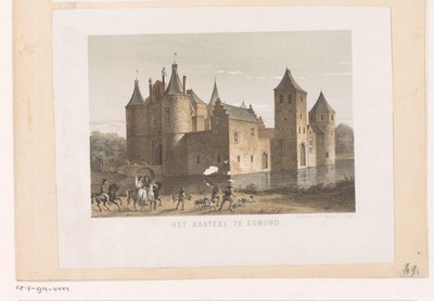 Vista del castillo de Egmond El castillo de Egmond (título sobre el objeto) de Koninklijke Nederlandse Steendrukkerij van C.W. Mieling