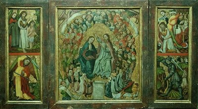 Coronación de la Virgen; Bautismo de Cristo; Muerte de San Juan Bautista; San Jorge matando al dragón (tríptico) de Konrad von Friesach