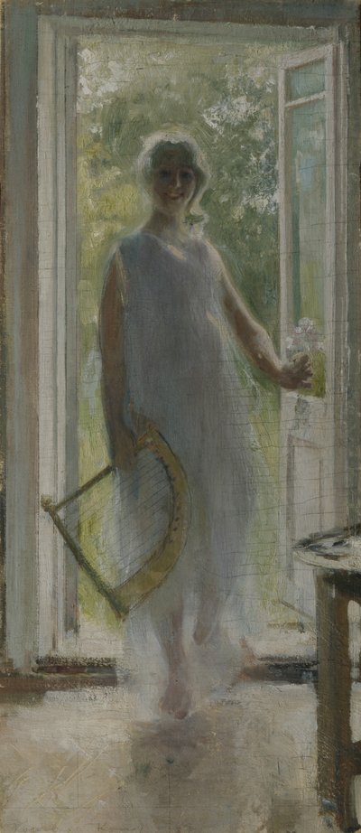 Una chica en el umbral de Konstantin Alekseevich Korovin