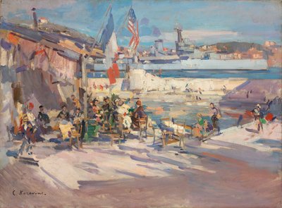 Café en un Puerto Francés de Konstantin Alekseevich Korovin