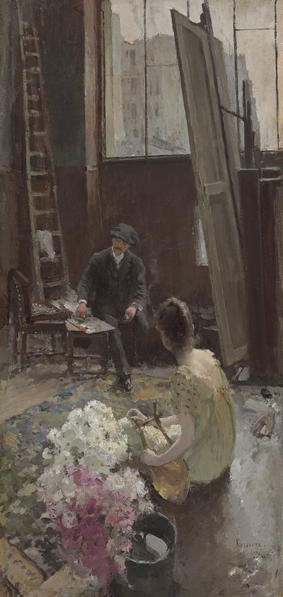 En el estudio del artista de Konstantin Alekseevich Korovin