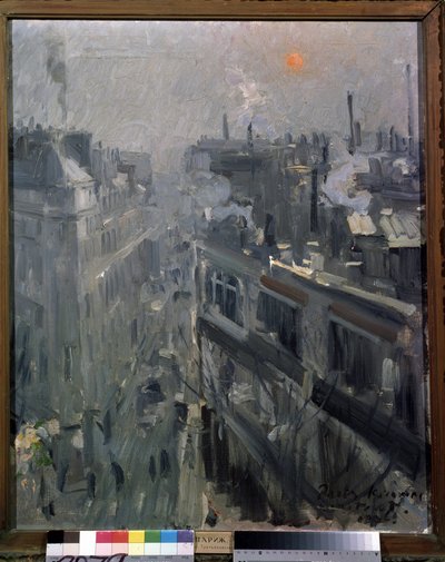 París (Francia) (París). Vista de las fachadas del boulevard Montmartre, una mañana de otoño. Pintura de Konstantin Alexeyevich Korovin (Constantin Korovin) (1861-1939), óleo sobre lienzo de Konstantin Alekseevich Korovin