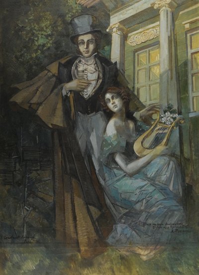 ""Retrato de Alexandre Pushkin (1799-1837) y su musa"" de Konstantin Alekseevich Korovin
