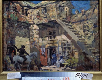 Escenografía para el ballet Don Quijote de Leon (o Ludwig) Minkus (1826-1917) (Escenografía para el ballet Don Quijote de L. Minkus). Obra de Konstantin Alexeyevich Korovin (Constantin Korovin) (1861-1939), gouache sobre cartón de Konstantin Alekseevich Korovin