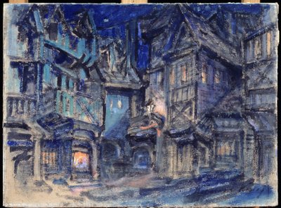 Escenografía para el ballet Esmeralda de Anton Simon (1851-1916) (Escenografía para el ballet Esmeralda de A.Simon). Obra de Konstantin Alexeyevich Korovin (Constantin Korovin) (1861-1939), témpera sobre cartón de Konstantin Alekseevich Korovin