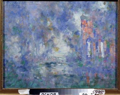 Escenografía para el ballet El lago de los cisnes de Piotr Ilitch Tchaikovsky (1840-1893) (Escenografía para el ballet El lago de los cisnes de P.Tchaikovsky). Obra de Konstantin Alexeyevich Korovin (Constantin Korovin) (1861-1939), témpera sobre cartón de Konstantin Alekseevich Korovin