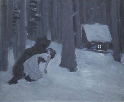 Sueño de Tatiana. Ilustración para la novela en verso Eugenio Oneguin de A. Pushkin de Konstantin Alekseevich Korovin