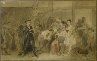 Detrás de la cortina en el teatro de siervos de Konstantin Alexandrovich Trutovsky