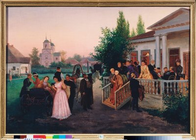 Salida de visitantes - Pintura de Konstantin Alexandrovich Trutovsky (Troutovsky) (1826-1893), óleo sobre lienzo de Konstantin Alexandrovich Trutovsky
