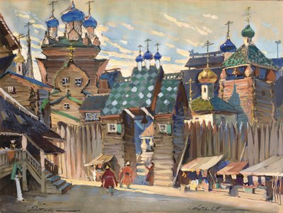 Plaza del Mercado. Diseño de escenario para la ópera Príncipe Igor de A. Borodin de Konstantin Alexandrovich Veshchilov