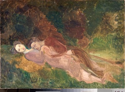 Amantes (Amantes) - Pintura de Konstantin (Konstantin) Andreevich Somov (1869-1939), óleo sobre lienzo de Konstantin Andreevic Somov