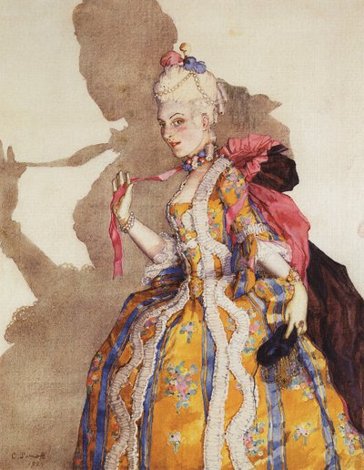 Diseño de vestuario para Tamara Karsavina como Marquesa de Konstantin Andreevic Somov