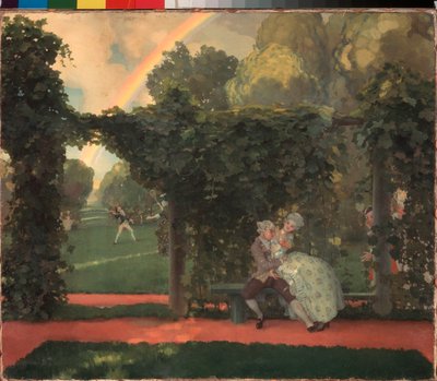 El beso se burla. Pintura de Konstantin (Constantin) Andreyevich Somov (1869-1939), óleo sobre lienzo de Konstantin Andreevic Somov